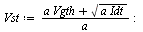 `:=`(Vst, `/`(`*`(`+`(`*`(a, `*`(Vgth)), sqrt(`*`(a, `*`(Idt))))), `*`(a))); -1