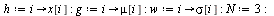 `:=`(h, proc (i) options operator, arrow; x[i] end proc); -1; `:=`(g, proc (i) options operator, arrow; mu[i] end proc); -1; `:=`(w, proc (i) options operator, arrow; sigma[i] end proc); -1; `:=`(N, 3...