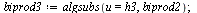 `:=`(biprod2, `assuming`([simplify(`/`(`*`(algsubs(x[1] = h1, algsubs(x[2] = h2, psi))), `*`(abs(Jdet))))], [`>`(u, 0), `>`(nu, 0)])); -1; `:=`(biprod3, algsubs(u = h3, biprod2)); 1