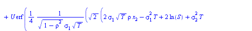 `*`(DF, `*`(int(`+`(`-`(`/`(`*`(`/`(1, 4), `*`(`^`(2, `/`(1, 2)), `*`(exp(`+`(`-`(`*`(`/`(1, 2), `*`(`^`(x[2], 2)))), `-`(`*`(`/`(1, 2), `*`(`^`(sigma[1], 2), `*`(T, `*`(`^`(rho, 2)))))), `-`(`*`(`/`(...
