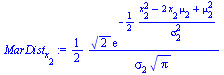 `+`(`/`(`*`(`/`(1, 2), `*`(`^`(2, `/`(1, 2)), `*`(exp(`+`(`-`(`/`(`*`(`/`(1, 2), `*`(`+`(`*`(`^`(x[2], 2)), `-`(`*`(2, `*`(x[2], `*`(mu[2])))), `*`(`^`(mu[2], 2))))), `*`(`^`(sigma[2], 2))))))))), `*`...