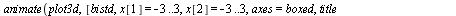animate(plot3d, [bistd, x[1] = -3 .. 3, x[2] = -3 .. 3, axes = boxed, title = [