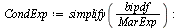 `:=`(MarExp, `assuming`([int(`*`(Y[1], `*`(bipdf)), x[2] = `+`(`-`(infinity)) .. infinity)], [`and`(`<`(-1, rho), `<`(rho, 1)), `>`(sigma[1], 0), `>`(sigma[2], 0)])); -1; `:=`(CondExp, simplify(`/`(`*...