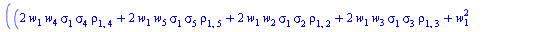 `*`(exp(`+`(`-`(`*`(t, `*`(r))))), `*`(`+`(`-`(`*`(`/`(1, 2), `*`(`+`(`*`(S[1], `*`(w[1])), `*`(S[2], `*`(w[2])), `*`(S[3], `*`(w[3])), `*`(S[4], `*`(w[4])), `*`(S[5], `*`(w[5]))), `*`(exp(`*`(t, `*`(...