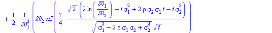 `+`(`-`(`/`(`*`(`/`(1, 2), `*`(`+`(`/`(`*`(S0[2], `*`(exp(`+`(`-`(`/`(`*`(`/`(1, 8), `*`(`^`(`+`(`*`(2, `*`(ln(`/`(`*`(S0[1]), `*`(S0[2]))))), `-`(`*`(t, `*`(`^`(sigma[1], 2)))), `*`(2, `*`(rho, `*`(s...