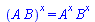 `^`(`*`(A, `*`(B)), x) = `*`(`^`(A, x), `*`(`^`(B, x)))
