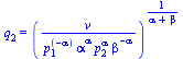 q[2] = `^`(`/`(`*`(v), `*`(`^`(p[1], `+`(`-`(alpha))), `*`(`^`(alpha, alpha), `*`(`^`(p[2], alpha), `*`(`^`(beta, `+`(`-`(alpha)))))))), `/`(1, `*`(`+`(alpha, beta))))