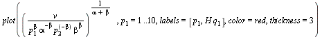 restart; 1; `:=`(v, 20); -1; `:=`(alpha, .3); -1; `:=`(beta, .7); -1; `:=`(p[2], 5); -1; plot(`^`(`/`(`*`(v), `*`(`^`(p[1], beta), `*`(`^`(alpha, `+`(`-`(beta))), `*`(`^`(p[2], `+`(`-`(beta))), `*`(`^...