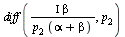 diff(`/`(`*`(Iota, `*`(beta)), `*`(p[2], `*`(`+`(alpha, beta)))), p[2])