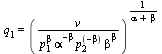 q[1] = `^`(`/`(`*`(v), `*`(`^`(p[1], beta), `*`(`^`(alpha, `+`(`-`(beta))), `*`(`^`(p[2], `+`(`-`(beta))), `*`(`^`(beta, beta)))))), `/`(1, `*`(`+`(alpha, beta))))