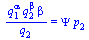 `/`(`*`(`^`(q[1], alpha), `*`(`^`(q[2], beta), `*`(beta))), `*`(q[2])) = `*`(Psi, `*`(p[2]))