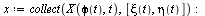 `:=`(x, collect(X(phi(t), t), [xi(t), eta(t)])); -1