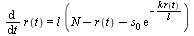 diff(r(t), t) = `*`(l, `*`(`+`(N, `-`(r(t)), `-`(`*`(s[0], `*`(exp(`+`(`-`(`/`(`*`(k, `*`(r(t))), `*`(l)))))))))))