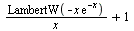 `+`(`/`(`*`(LambertW(`+`(`-`(`*`(x, `*`(exp(`+`(`-`(x))))))))), `*`(x)), 1)
