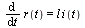 diff(r(t), t) = `*`(l, `*`(i(t)))