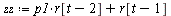`:=`(zz, `+`(`*`(p1, `*`(r[`+`(t, `-`(2))])), r[`+`(t, `-`(1))]))