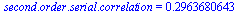 `.`(second, order, serial, correlation) = .2963680643