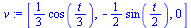 `assign`(v, [`+`(`*`(`/`(1, 3), `*`(cos(`+`(`/`(`*`(t), `*`(3))))))), `+`(`-`(`*`(`/`(1, 2), `*`(sin(`+`(`/`(`*`(t), `*`(2)))))))), 0])