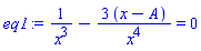 1/x^3-3*(x-A)/x^4 = 0