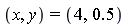 (x, y) = (4, .5)